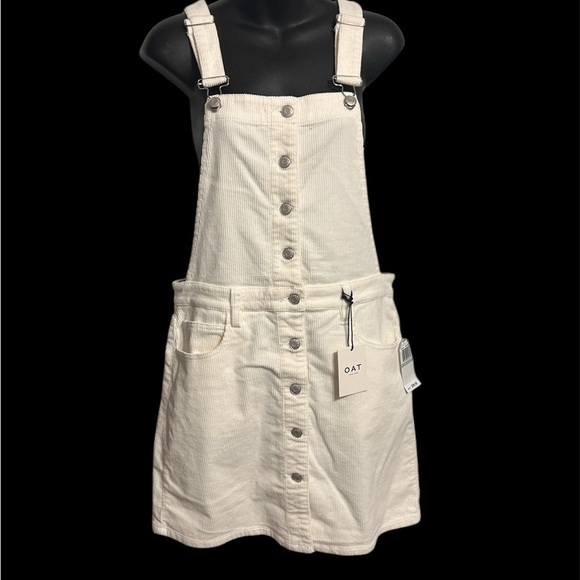 NWT, retails 99, White Corduroy Overall Dress - Picture 5 of 11